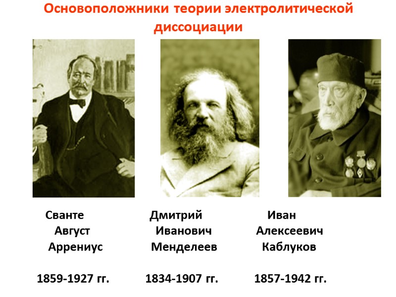 Основоположники теории электролитической диссоциации          